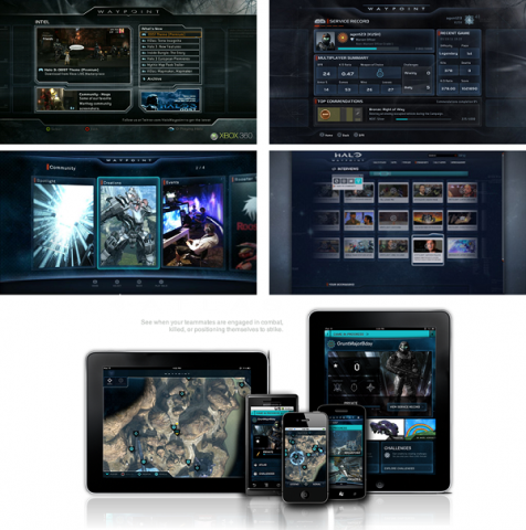 Capture d'écran d'un jeu Halo sur mobile et tablette. On voit différents éléments du jeu et de son interface.