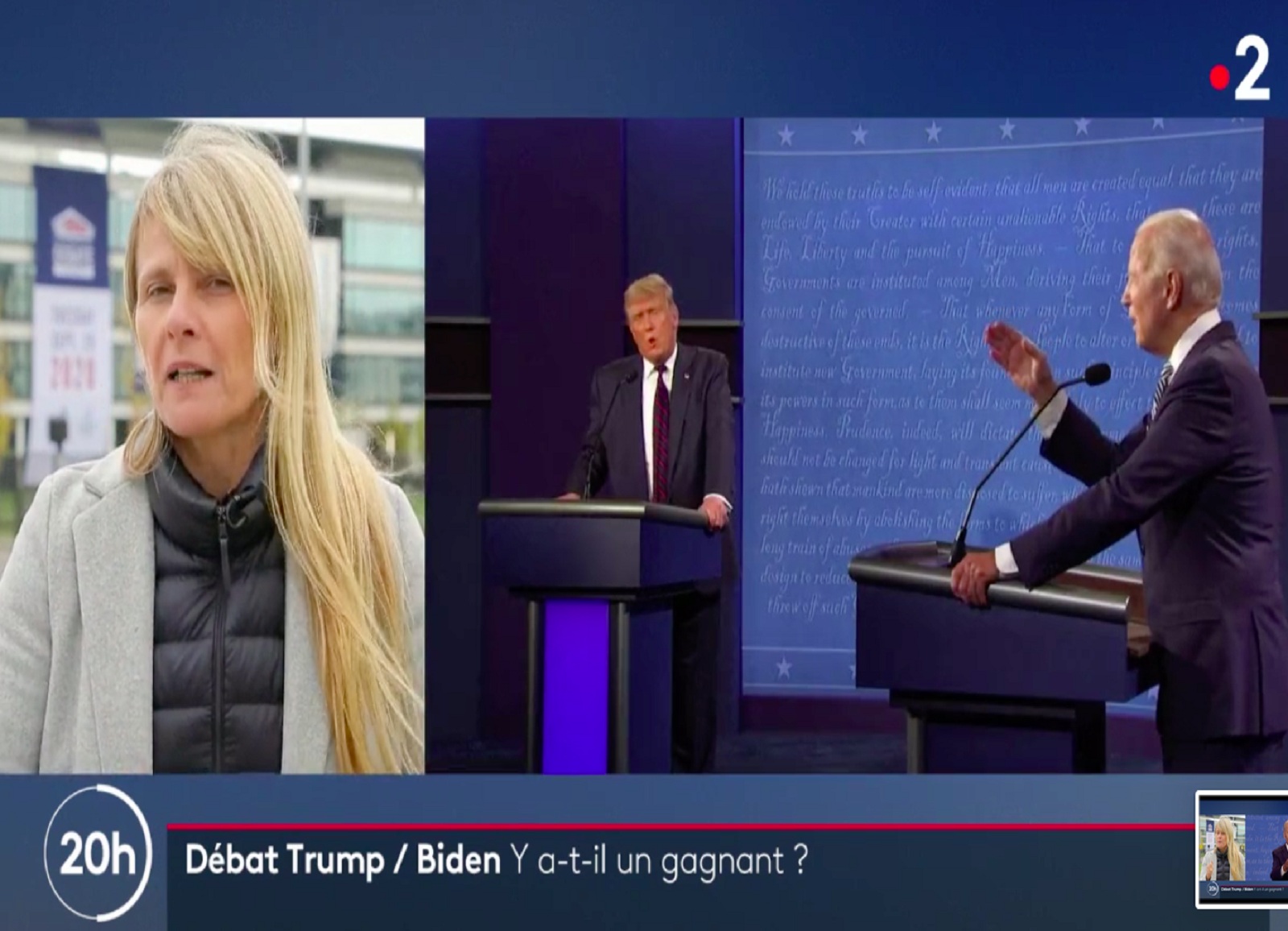 capture d'écran d'un débat entre Trump et Biden au journal de 20H de France 2.