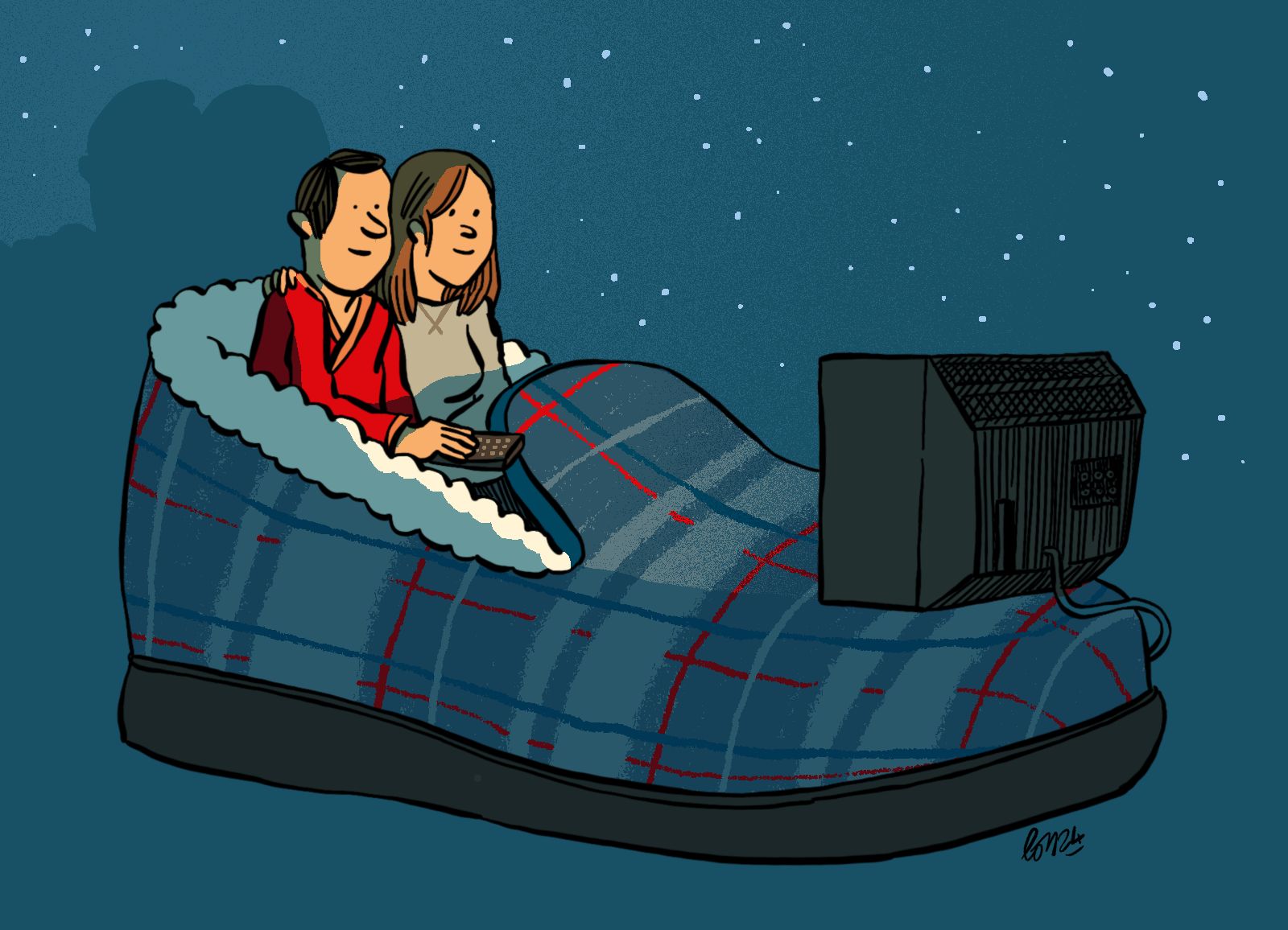 Un couple regarde la télévision