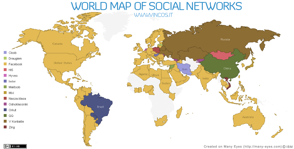Mappemonde montrant les différents sociaux par pays